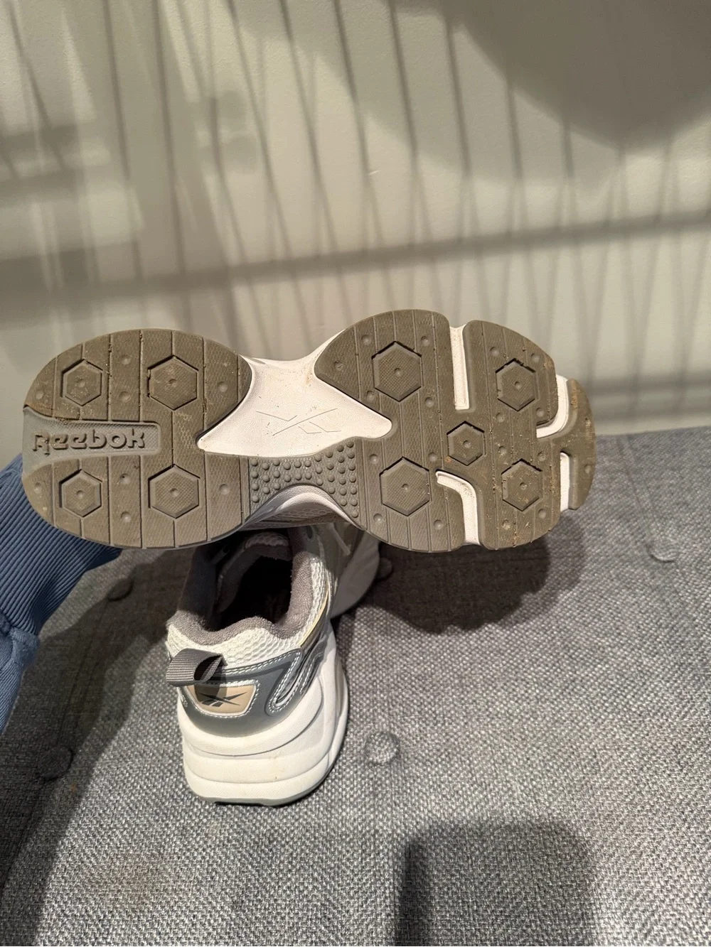 Reebok Women's Chunky Lace-Up Sneakers in White, Silver, Gray